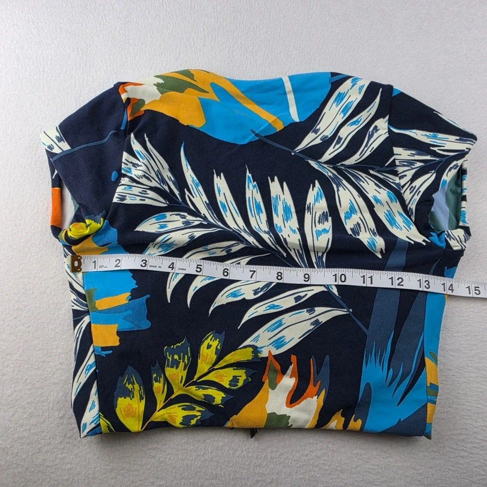 Maaji Reversible Tropical Palm Striped Open Tie Back Swim Crop Top OP18399 Small